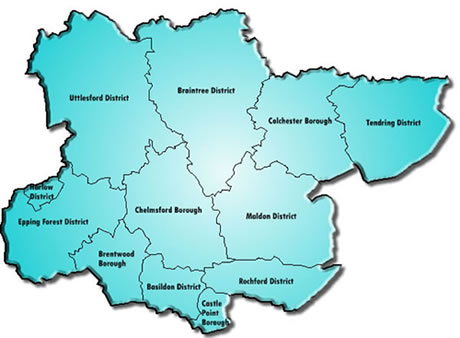 Teach in Essex area map