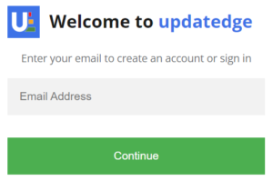 Updatedge Create an account or sign in page